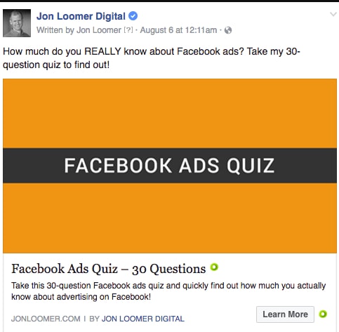 facebook ads quiz