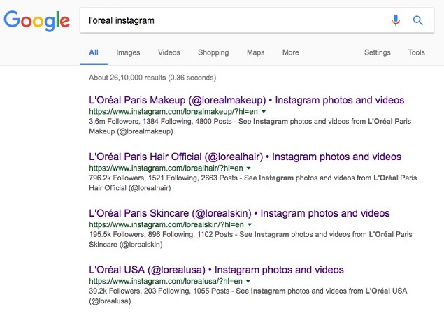 Image from L'Oreal's google search results
