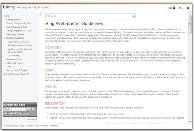 bing webmaster