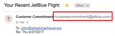 personalized sender jetblue