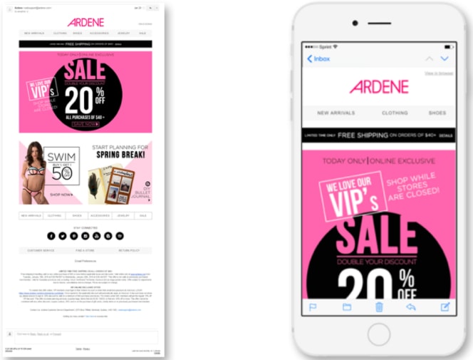 mobile email ardene