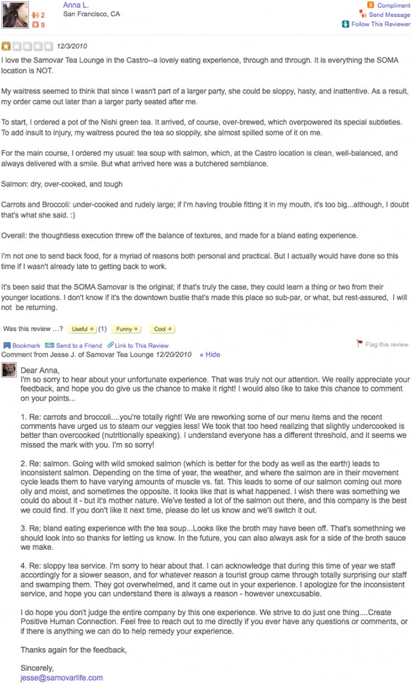 negative review response